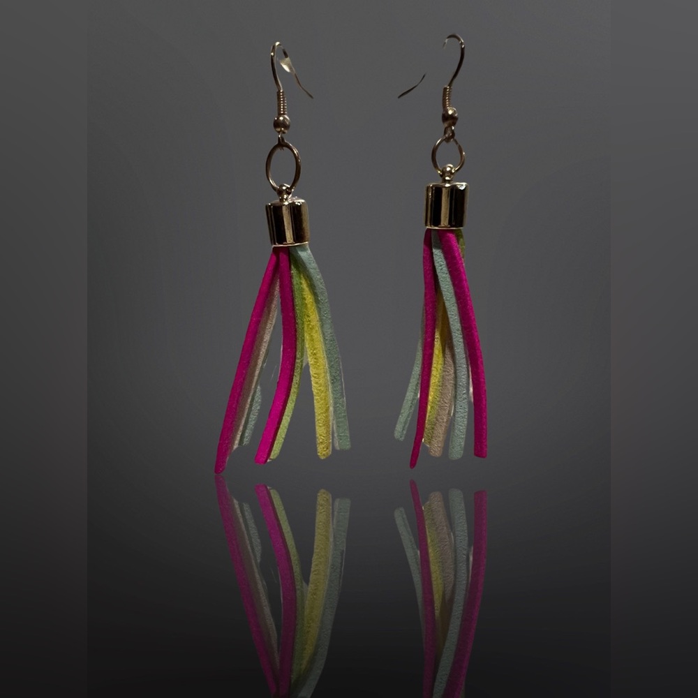 Bright Multi-Colored Vegan Leather Earrings
